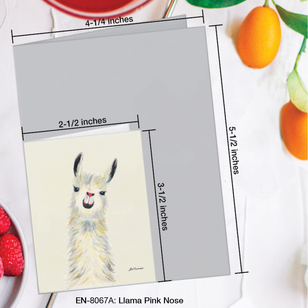 Llama Pink Nose, Greeting Card (#8067A)