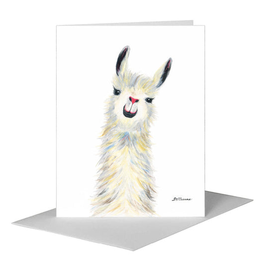 Llama Pink Nose, Greeting Card (#8067A) A2 Card Front, www.printedcanvas.com