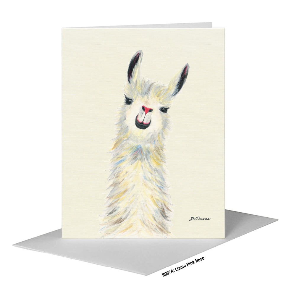 Llama Pink Nose, Greeting Card (#8067A)