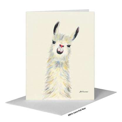 Llama Pink Nose, Greeting Card (#8067A)