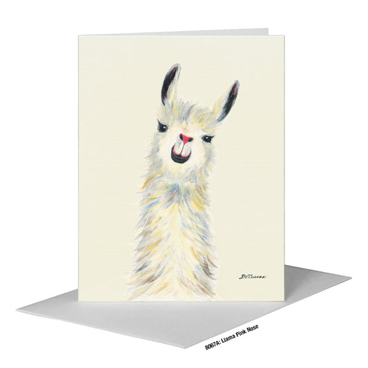 Llama Pink Nose, Greeting Card (#8067A)