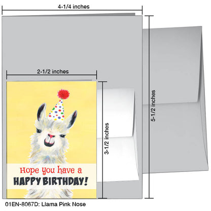 Llama Pink Nose, Greeting Card (8067D), Enclosure, www.printedcanvas.com