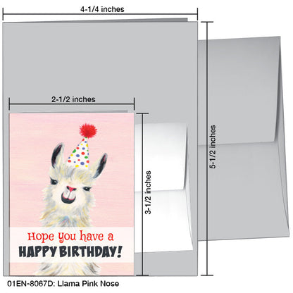 Llama Pink Nose, Greeting Card (8067D), Enclosure, www.printedcanvas.com