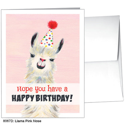 Llama Pink Nose, Greeting Card (8067D), A2 Card, www.printedcanvas.com