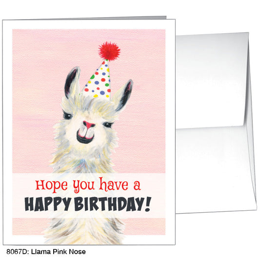 Llama Pink Nose, Greeting Card (8067D), A2 Card, www.printedcanvas.com