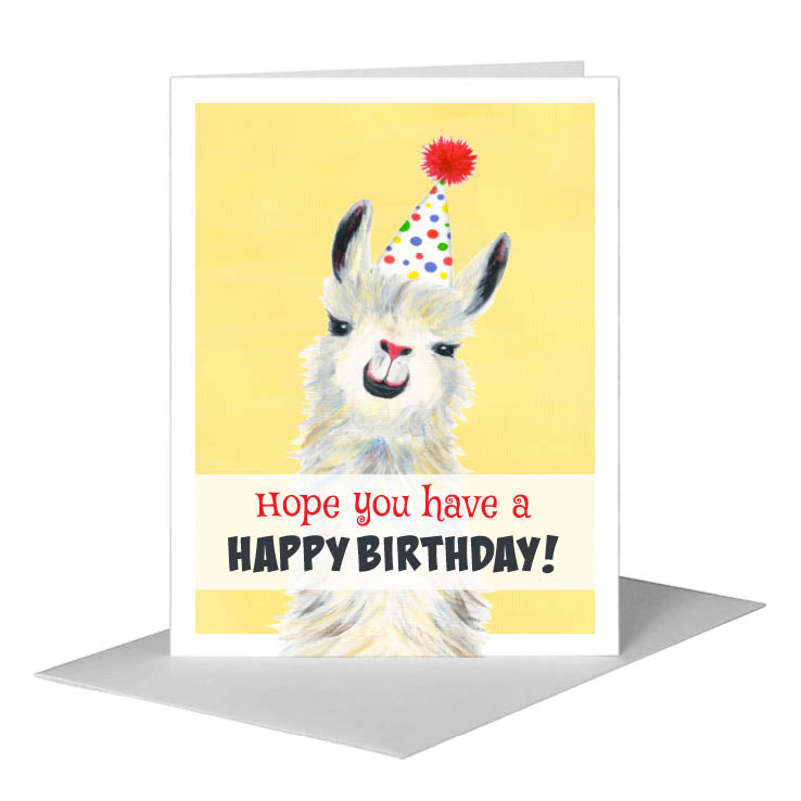 Llama Pink Nose, Greeting Card (#8067D) A2 Card Front, www.printedcanvas.com