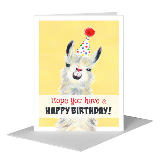 Llama Pink Nose, Greeting Card (#8067D) A2 Card Front, www.printedcanvas.com