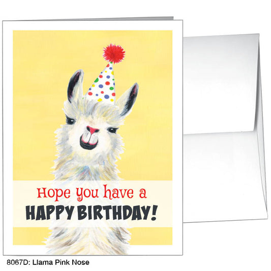 Llama Pink Nose, Greeting Card (8067D), A2 Card, www.printedcanvas.com
