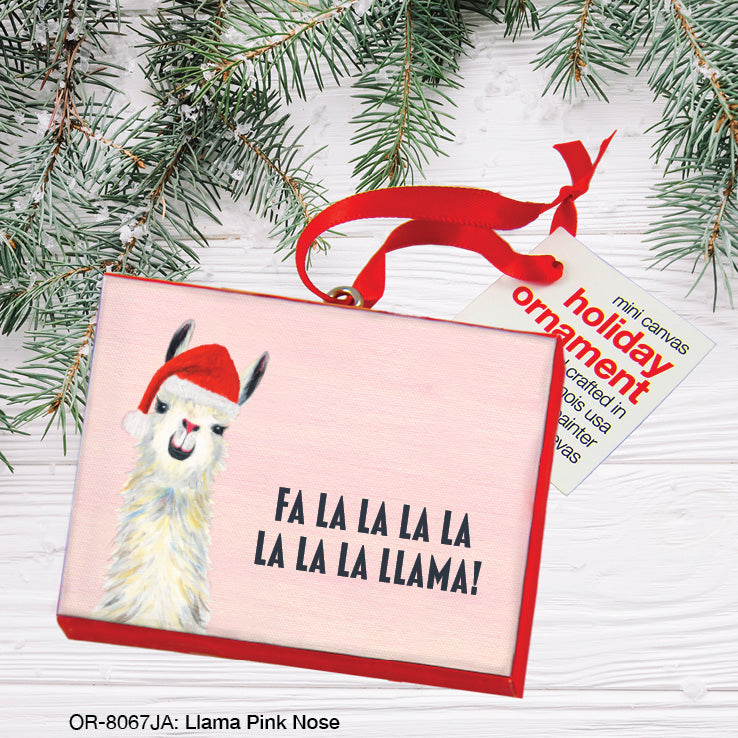 Llama Pink Nose, Ornament (OR-8067JA), Front, printedcanvas.com