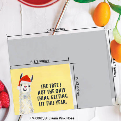 Llama Pink Nose, Greeting Card (8067JB), Enclosure Card, www.printedcanvas.com