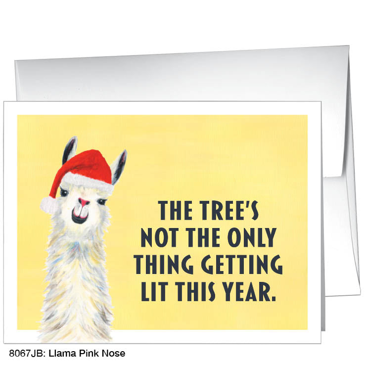 Llama Pink Nose, Greeting Card (#8067JB), A2 Card Front, www.printedcanvas.com