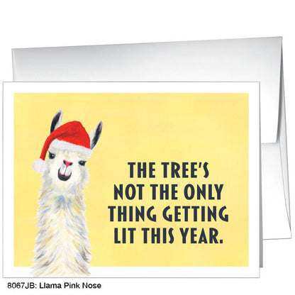 Llama Pink Nose, Greeting Card (#8067JB), A2 Card Front, www.printedcanvas.com