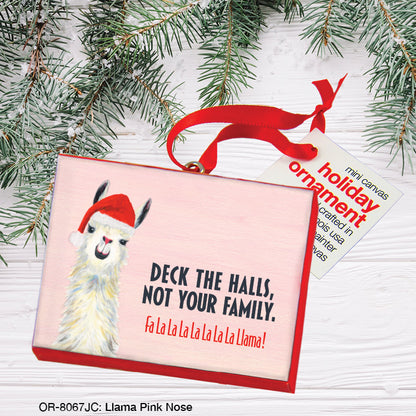 Llama Pink Nose, Ornament (OR-8067JC), Front, printedcanvas.com