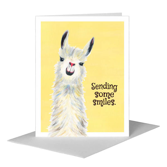 Llama Pink Nose, Greeting Card (#8067K) A2 Card Front, www.printedcanvas.com