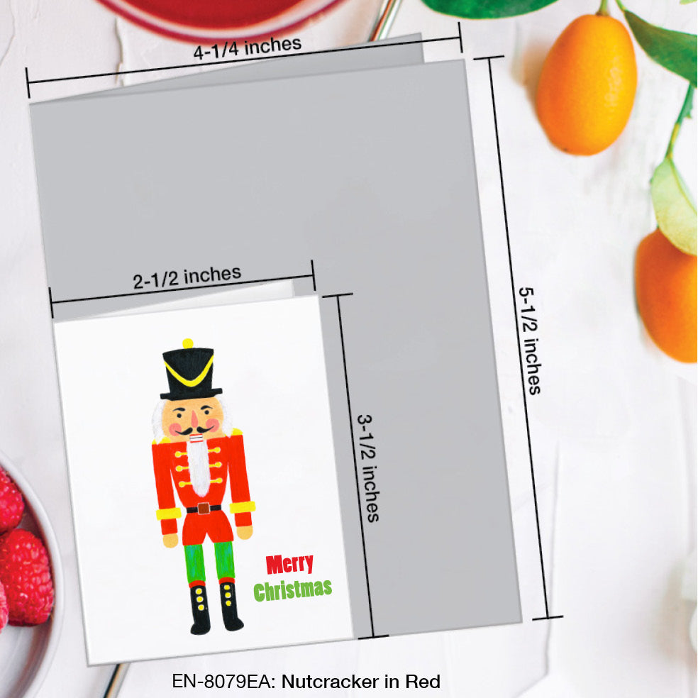 Nutcracker in Red, Greeting Card (8079EA), Enclosure Card, www.printedcanvas.com