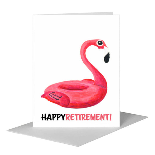 Floater Flamingo, Greeting Card (#8093A) A2 Card Front, www.printedcanvas.com