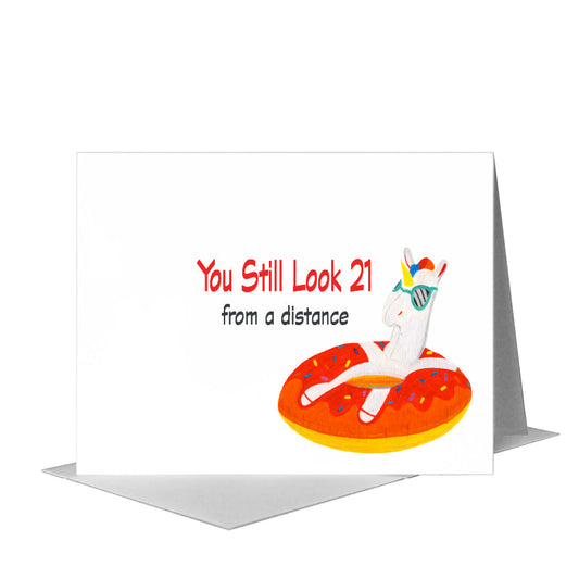 Floater Unicorn, Greeting Card (#8095B) A2 Card Front, www.printedcanvas.com