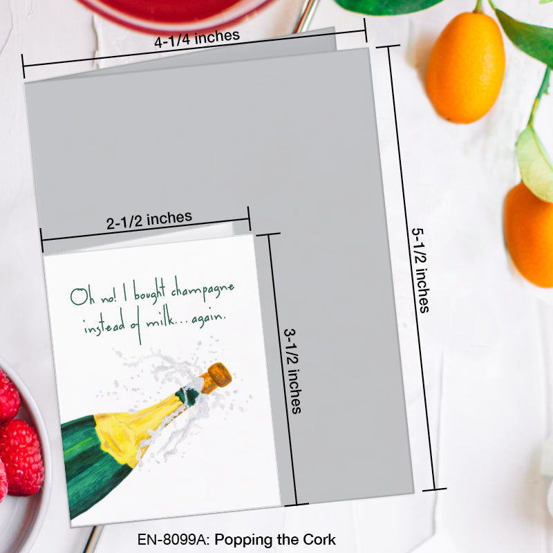 Popping the Cork, Greeting Card (8099A), Enclosure, www.printedcanvas.com