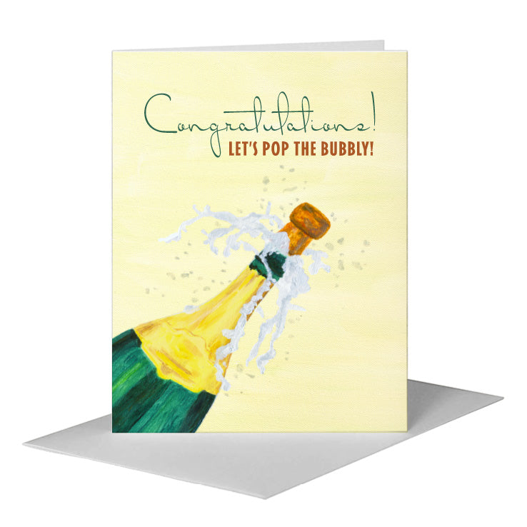 Popping the Cork, Greeting Card (#8099B) A2 Card Front, www.printedcanvas.com