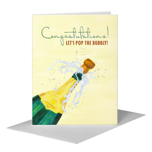 Popping the Cork, Greeting Card (#8099B) A2 Card Front, www.printedcanvas.com