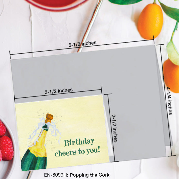 Popping the Cork, Greeting Card (8099H), Enclosure, www.printedcanvas.com