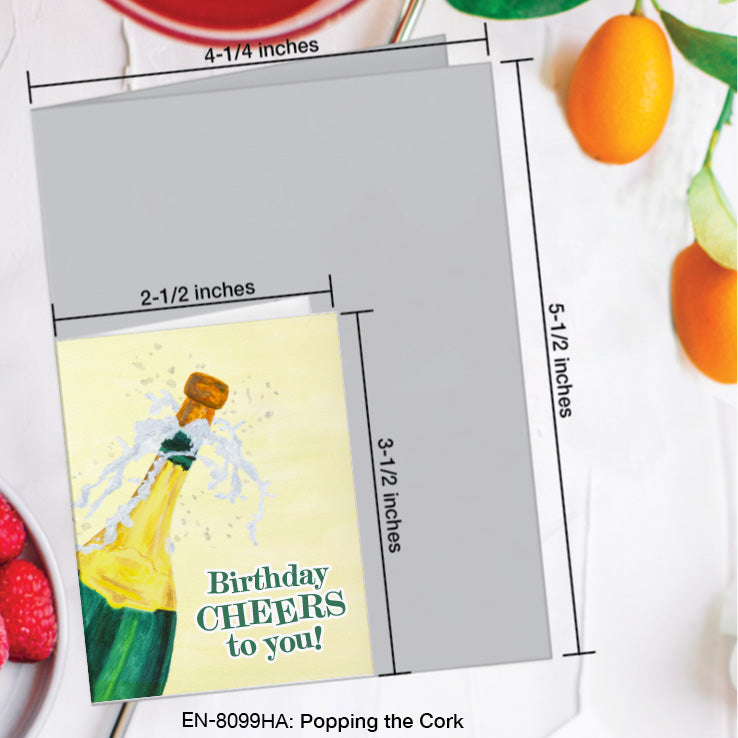 Popping the Cork, Greeting Card (8099HA), Enclosure, www.printedcanvas.com