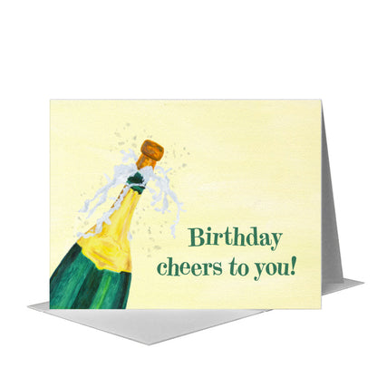 Popping the Cork, Greeting Card (#8099H) A2 Card Front, www.printedcanvas.com