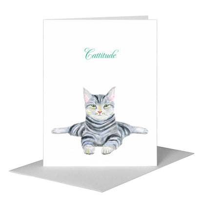 Cattitude, Greeting Card (#8109C) A2 Card Front, www.printedcanvas.com