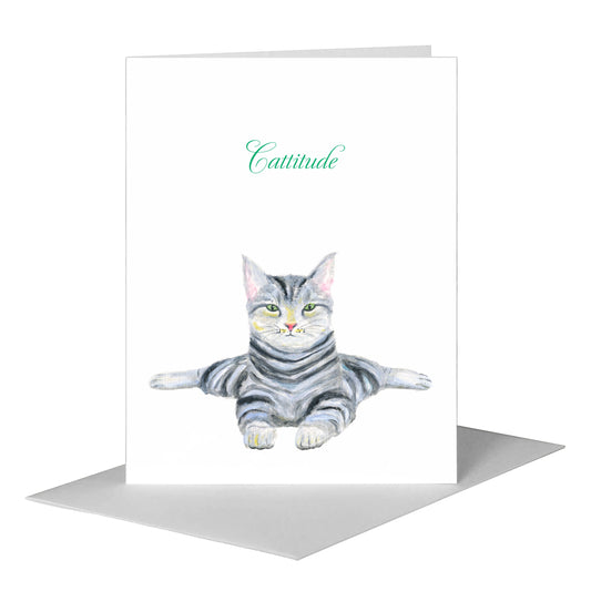 Cattitude, Greeting Card (#8109C) A2 Card Front, www.printedcanvas.com