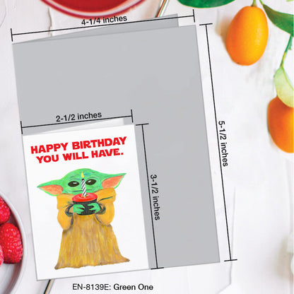 Green One, Greeting Card (#8139E), Enclosure, www.printedcanvas.com