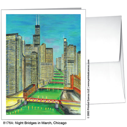 Night Bridges in March, Chicago, Greeting Card (#8176A)