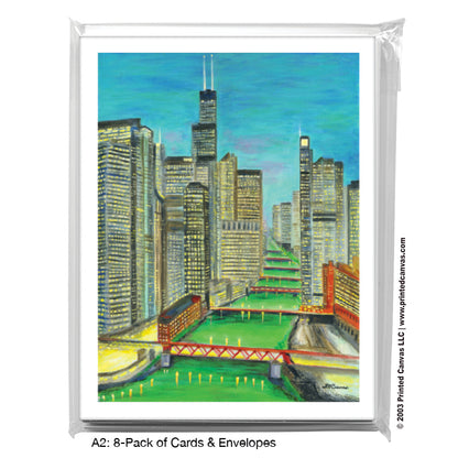 Night Bridges in March, Chicago, Greeting Card (#8176A)