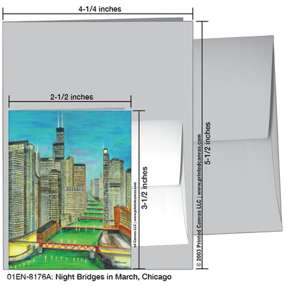 Night Bridges in March, Chicago, Greeting Card (#8176A)
