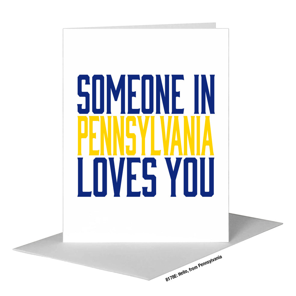 Hello, from Pennsylvania, Greeting Card (#8178E), A2 Card Front, www.printedcanvas.com