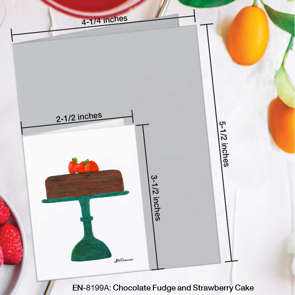 Chocolate Fudge and Strawberry Cake, Greeting Card (#8199A)