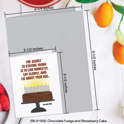 Chocolate Fudge and Strawberry Cake, Greeting Card (#8199B)