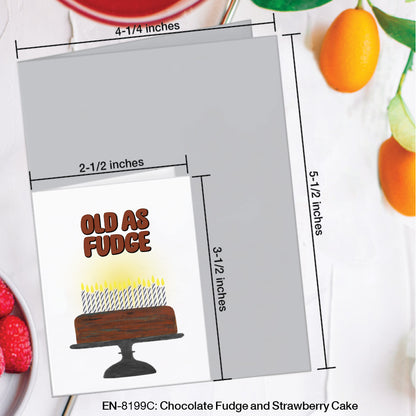 Chocolate Fudge and Strawberry Cake, Greeting Card (#8199C)