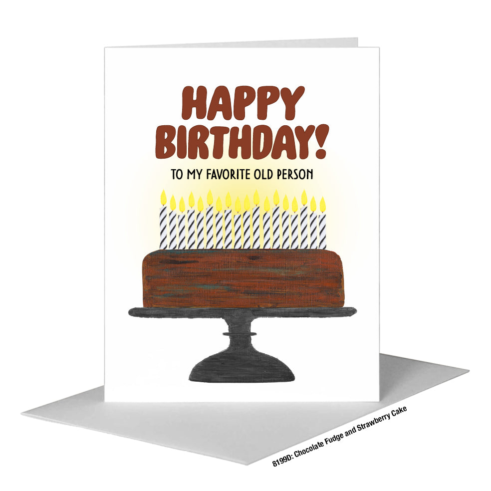 Chocolate Fudge and Strawberry Cake, Greeting Card (#8199D)