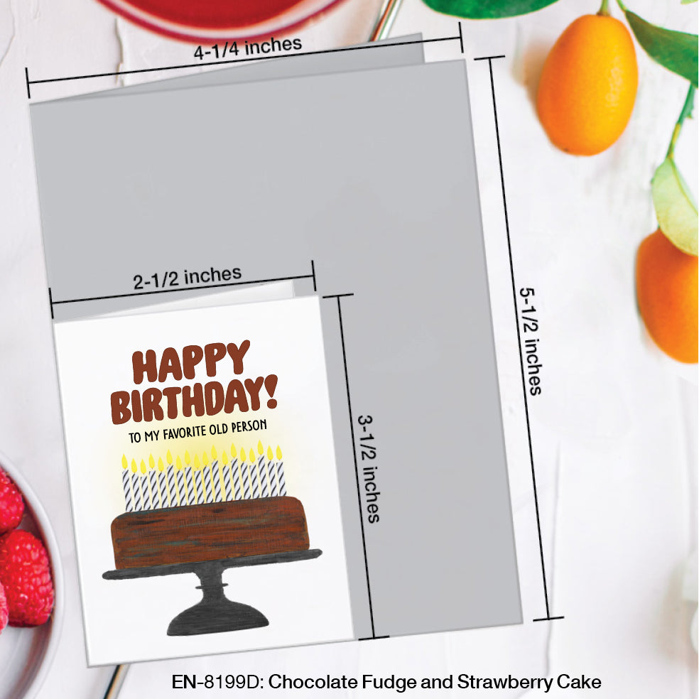 Chocolate Fudge and Strawberry Cake, Greeting Card (#8199D)