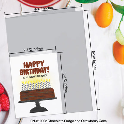 Chocolate Fudge and Strawberry Cake, Greeting Card (#8199D)