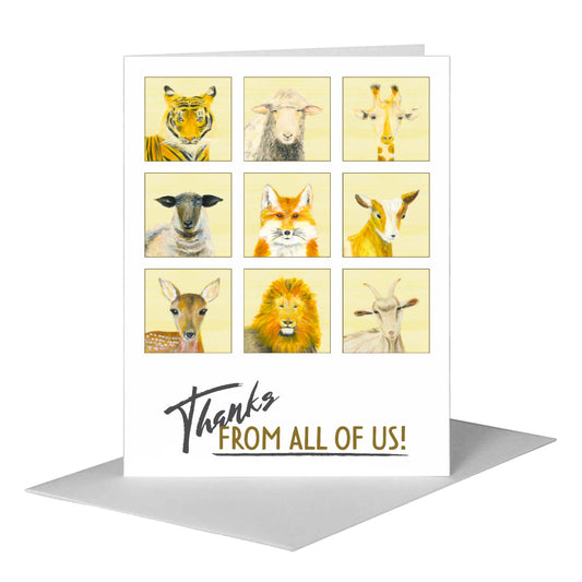 All of Us Animals, Greeting Card (#8208C) A2 Card Front, www.printedcanvas.com