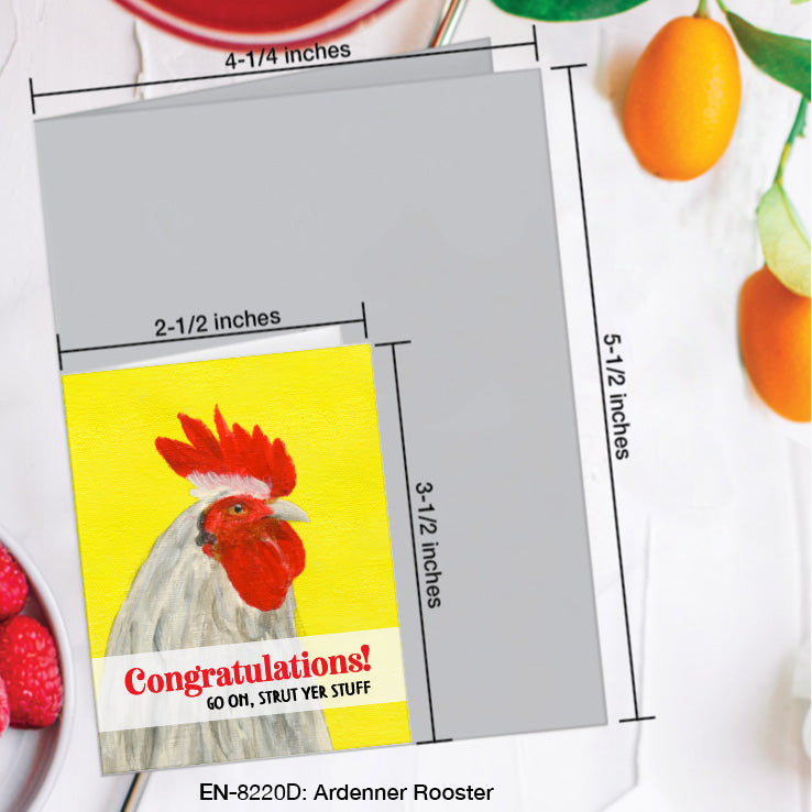 Ardenner Rooster, Greeting Card (8220D), Enclosure, www.printedcanvas.com