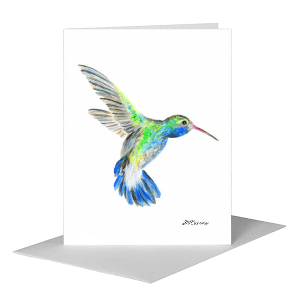 Broad-Billed Hummingbird, Greeting Card (#8225G) A2 Card Front, www.printedcanvas.com