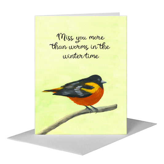 Baltimore Oriole, Greeting Card (#8229G) A2 Card Front, www.printedcanvas.com