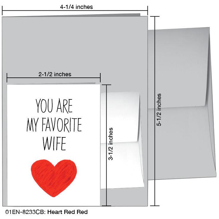 Heart Red Red, Greeting Card (8233CB), Enclosure, www.printedcanvas.com