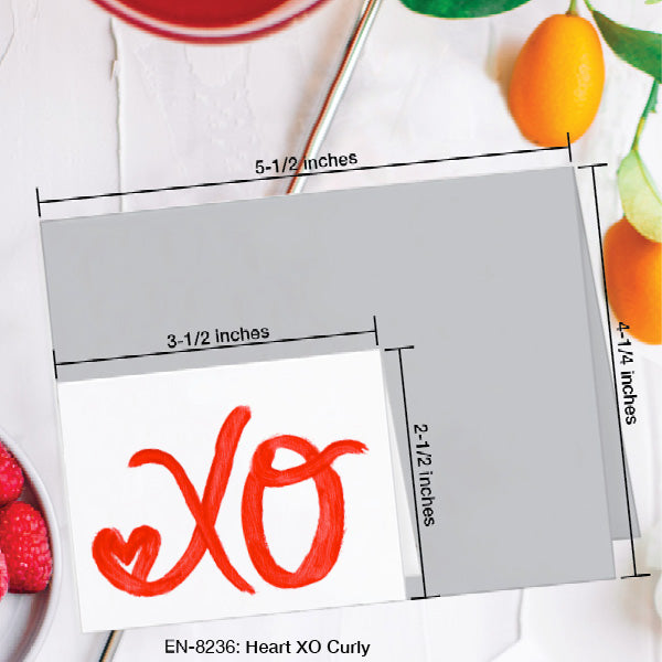 Heart XO Curly, Greeting Card (8236A), Enclosure Card, www.printedcanvas.com