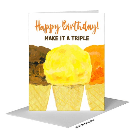 Ice Cream Cone, Greeting Card (#8243A) A2 Card Front, www.printedcanvas.com