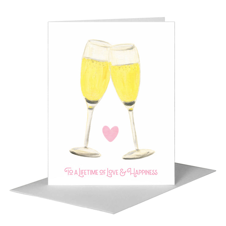 Champagne Glasses, Greeting Card (#8256B) A2 Card Front, www.printedcanvas.com