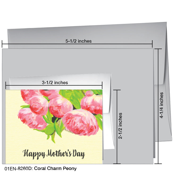 Coral Charm Peony, Greeting Card (8260D), Enclosure Card, www.printedcanvas.com