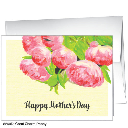 Coral Charm Peony, Greeting Card (8260D), A2 Card Front, www.printedcanvas.com